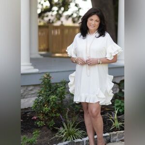 Gracia Ruffle Dress, Cream